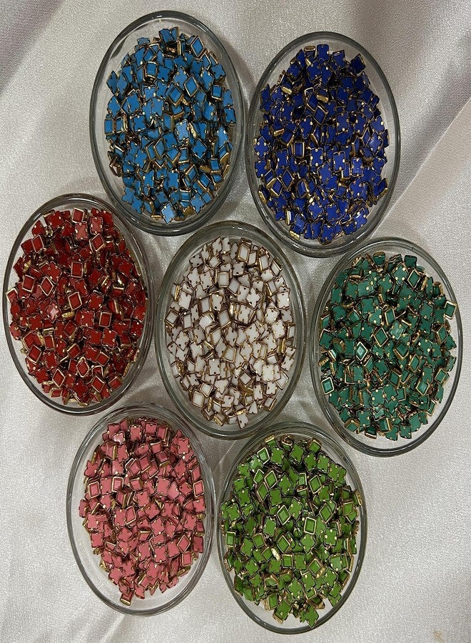 Unikart Colourful Kundan Beads Square Shape 4x4mm for Jewellery Making, Earing, Art & Craft Pack of 700 Pieces with Fabric Glue & Storage Box, Multicolor - Image 2